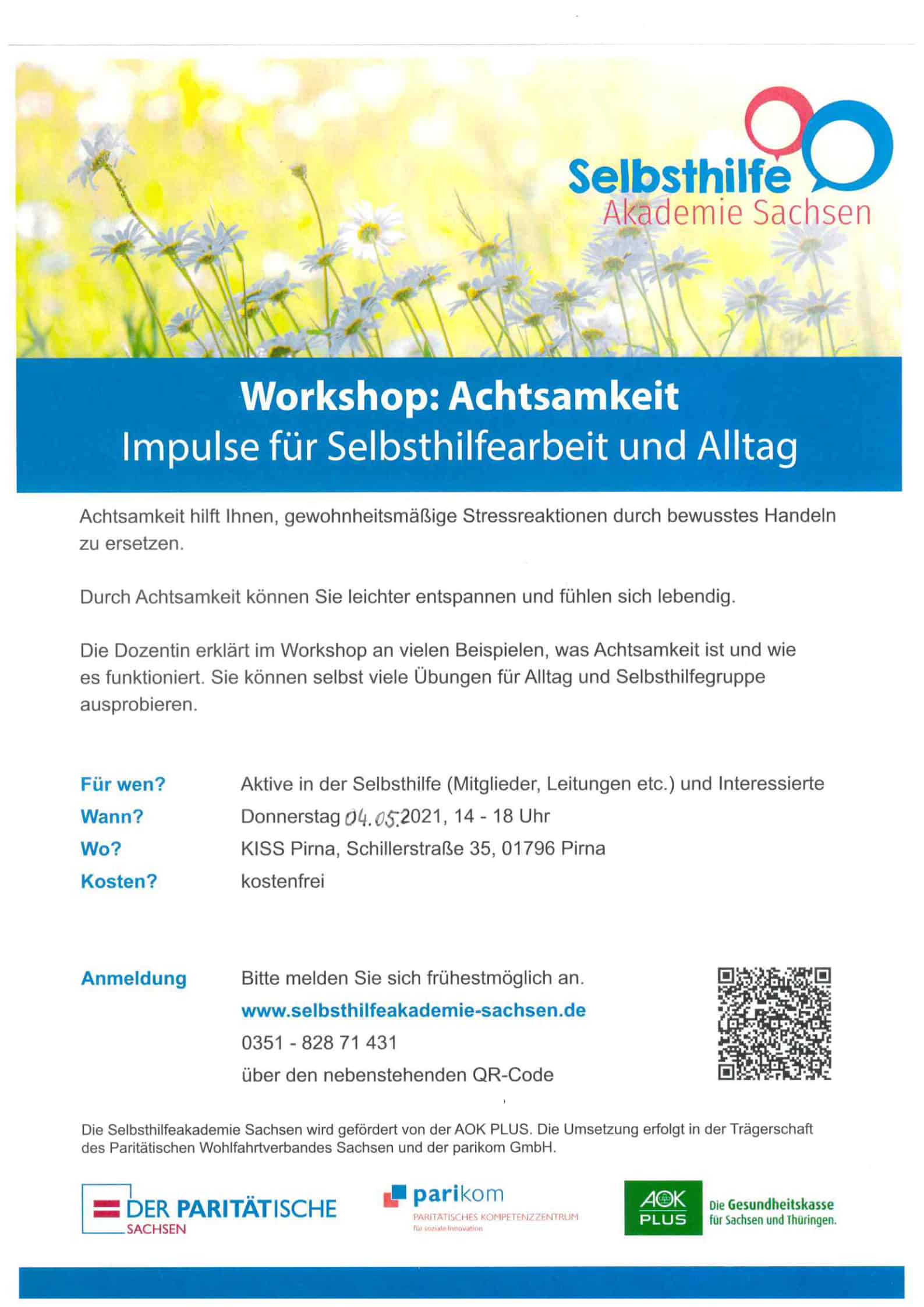 Workshop zum Thema „Achtsamkeit - Impulse für die Selbsthilfearbeit und Alltag"